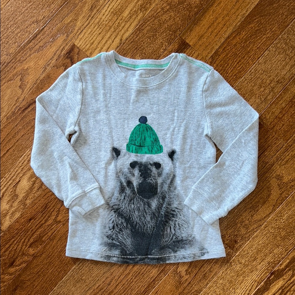 Boys Carter’s Gray Thermal Polar Bear Shirt Size 5T